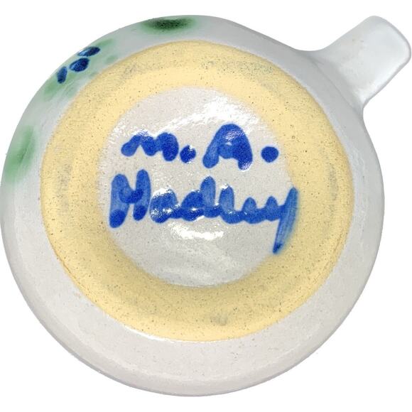 M A Hadley Pottery Bouquet 2 oz Cup Blue‎ and Green RARE - Picture 6 of 8